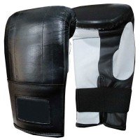 Black And White Leather Boxing Bag Mitts