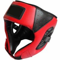 Red And Black Leather Boxing Headguards