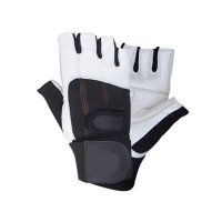 White Leather Weight Lifting Gloves