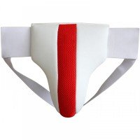 White Leather And Mesh Boxing Groin Guard