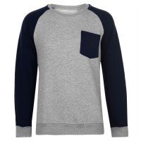 Front Chest Pocket Crew Neck Sweatshirt