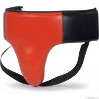 Red And Black Boxing Leather Groin Guard