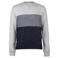 Stripped Crew Neck Cotton Fleece Sweatshirt