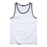 Mens Contrast Trim White Cotton Tank Top