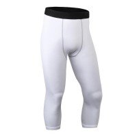 Mens Solid Color 3/4 Length Compression Leggings