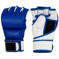 Blue Leather MMA Grappling Gloves