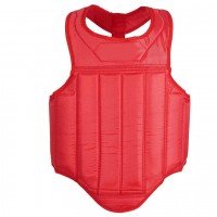 Red Artificial Leather Kickboxing Training Chest Guard Belly Protector