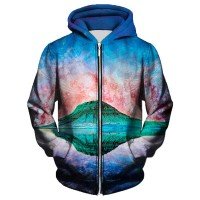 Custom Printed Zip Up Polyester Fleece Hoodie