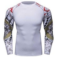 White Custom Printed Long Sleeve Rash Guards