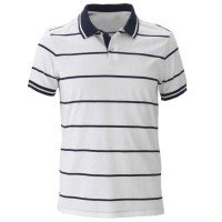 White and Black Stripped Short Sleeve Polo Shirt