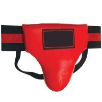 Red Leather Boxing Groin Guard