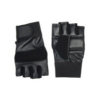 Black Leather Weight Lifting Gloves