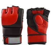 Red Leather MMA Grappling Gloves