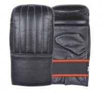 Black Leather Elastic Boxing Bag Mitts