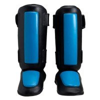 Black And Blue Leather Boxing Shin Guards