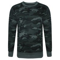 Fleece Camouflage Printed Crew Neck Sweatshirt