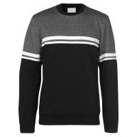 Cotton Fleece Stripped Crew Neck Sweatshirt