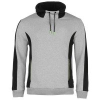 Zip Pockets Mock Neck Cotton Fleece Sweatshirt